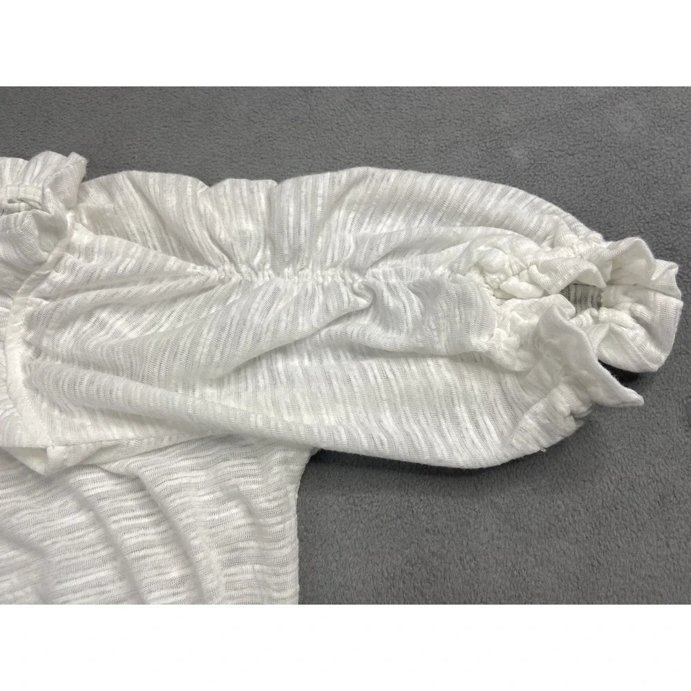 Free People Top Small White‎ Sun Valley Boho Peasant Ruffle Coquette Festival